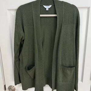 Time and Tru Olive Green Open Front Cardigan